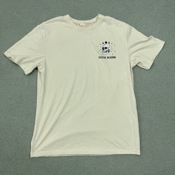 Recycled Threads Psychic Reading Graphic T-Shirt Cream Mens Medium - Picture 2 of 5